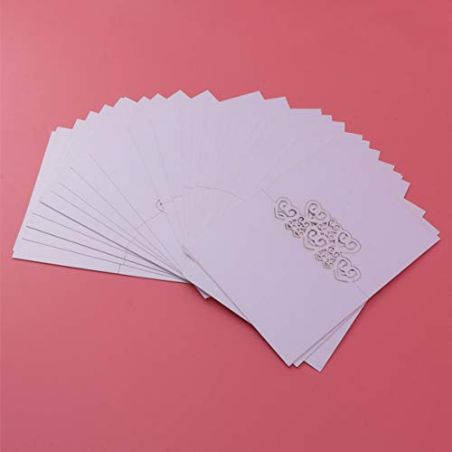 Amosfun 50 Piezas de Tarjetas de Lugar de Boda con Recortable Mesa de corazón Tarjetas de Nombre de configuración Tarjetas de Carpa de Papel para Banquetes cenas Compromiso (Blanco)