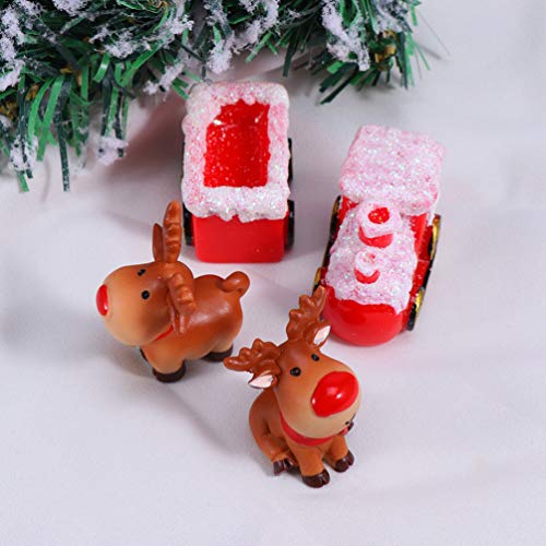 Amosfun 6 Piezas miniaturas de Navidad Mini Trineo Renos figuritas Navidad Hadas jardín casa de muñecas Decoraciones Accesorios