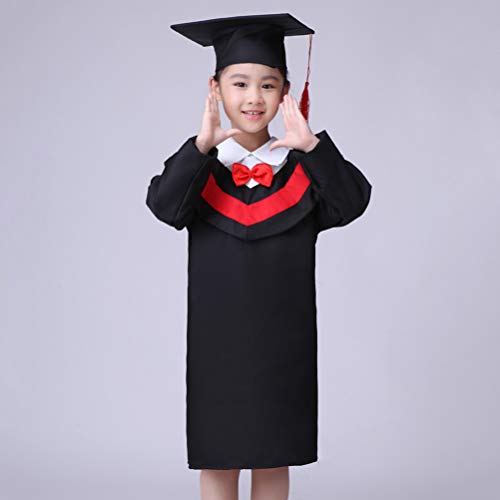 Amosfun - Toga de graduación y Toque, Sombrero de graduación para niños y Estudiantes, Color Rojo