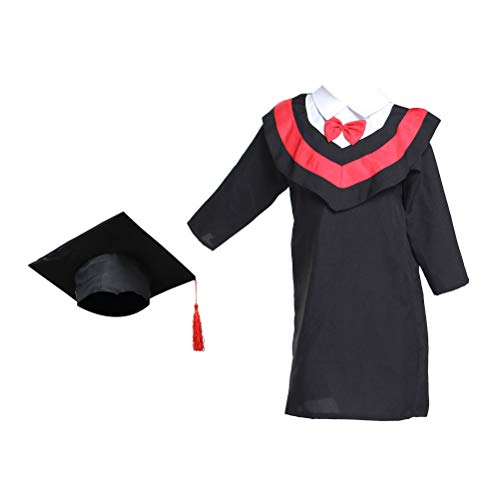 Amosfun - Toga de graduación y Toque, Sombrero de graduación para niños y Estudiantes, Color Rojo