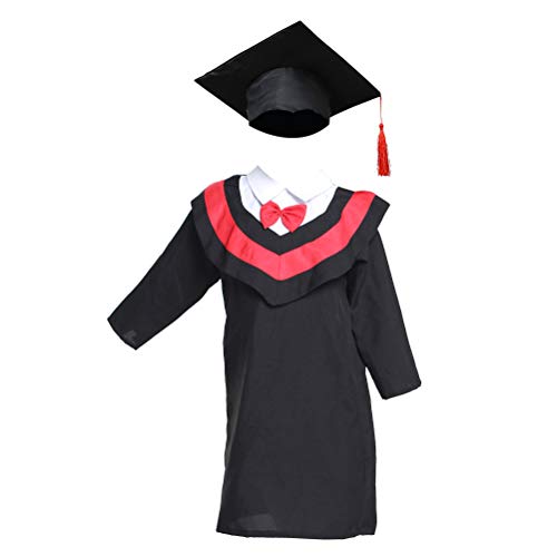 Amosfun - Toga de graduación y Toque, Sombrero de graduación para niños y Estudiantes, Color Rojo