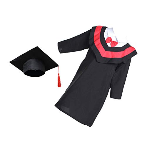 Amosfun - Toga de graduación y Toque, Sombrero de graduación para niños y Estudiantes, Color Rojo