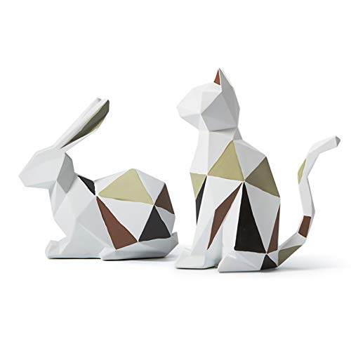 Amoy-Art Figurillas Decorativas Gato Estatuilla Animales para el Hogar Regalos Souvenirs Giftbox Resina 18.5cmH