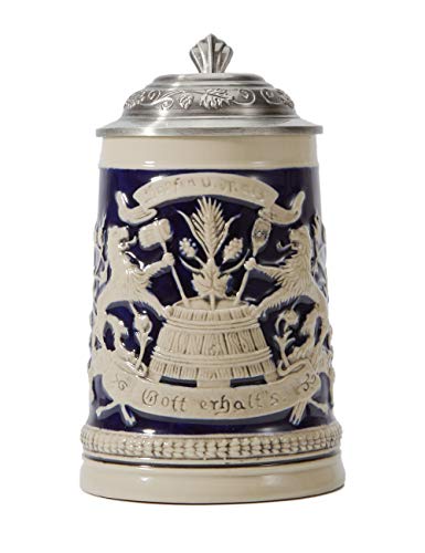 Amoy-Art Jarra de Cerveza Alemana Escudo de Baveria German Beer Stein Mug Regalos Souvenirs Giftbox 0.5Litre