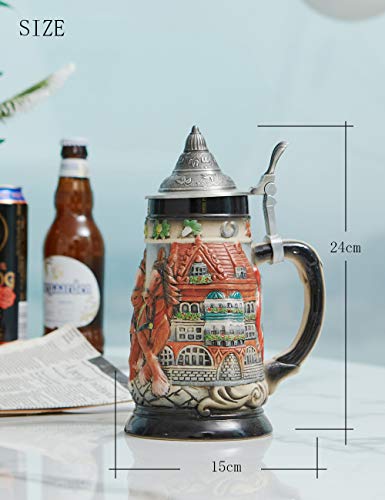 Amoy-Art Jarra de Cerveza Alemana Munich Oktoberfest German Beer Stein Mug Regalos Souvenirs Giftbox 0.8Litre