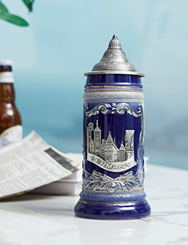 Amoy-Art Jarra de Cerveza Alemana Panorama de Berlin German Beer Stein Mug Regalos Souvenirs Giftbox 0.6Litre