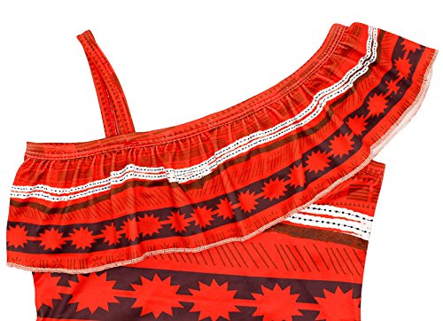 AmzBarley Moana Traje de Baño Bañador Niña Una Pieza Ropa de Vereno Playa Piscina Natación Nadar para Hawai Vacaciones Deporte Acuáticos Rojo 10,7-8 Años