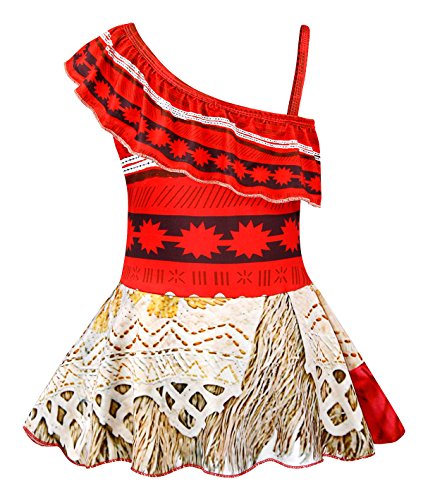 AmzBarley Moana Traje de Baño Bañador Niña Una Pieza Ropa de Vereno Playa Piscina Natación Nadar para Hawai Vacaciones Deporte Acuáticos Rojo 10,7-8 Años