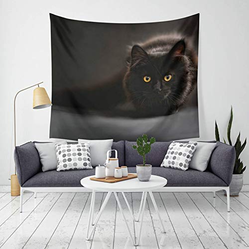 ANAZOZ Tapiz Indio Tela Poliéster Tapiz Indio Gato Negro Style D Tapiz 130x150CM