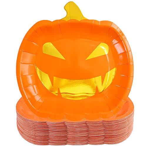 Aneco - Platos de papel para Halloween, 50 unidades, color naranja