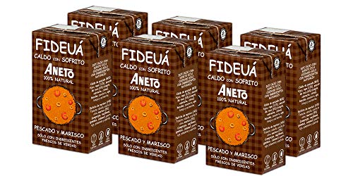 Aneto 100% Natural - Caldo para Fideuá de Pescado y Marisco - caja de 6 unidades de 1 litro