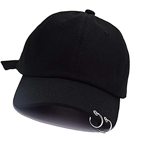 Anillo De Hierro Gorra De Béisbol K-Pop Bangtan Boys Al Aire Libre del Sombrero del Snapback Ajustable Informal Sombrero del Papá De Hip Hop Gorra (Negro)