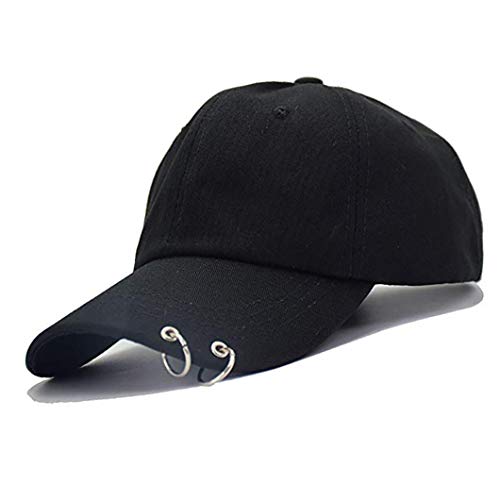 Anillo De Hierro Gorra De Béisbol K-Pop Bangtan Boys Al Aire Libre del Sombrero del Snapback Ajustable Informal Sombrero del Papá De Hip Hop Gorra (Negro)