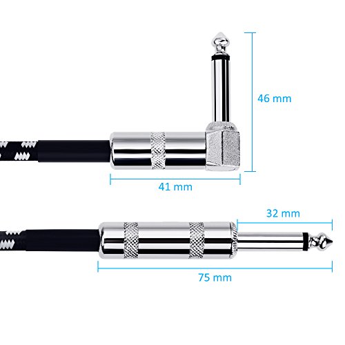 Anpro Cable para Guitarra/Bajo/Teclado/Electríca 3m (10ft) φ 6.3mm (1/4") Derecho a Conectores de Forma L