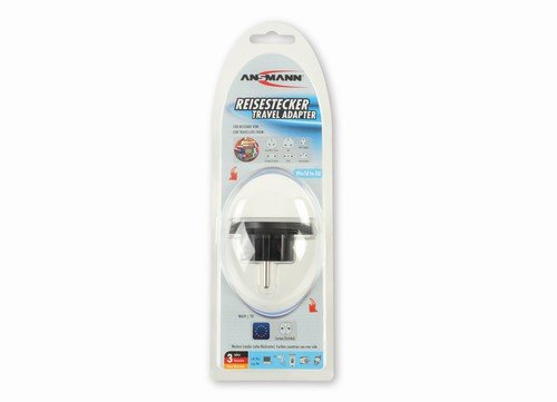 Ansmann 1250-0000 - World to EU travelplug, Adaptador para Viajes para el Uso en Todo el Mundo (Clase de protección 1, 2)