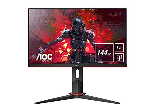 AOC 24G2U/BK Monitor Gaming de 24" Full HD e-Sports (IPS, 1ms, AMD FreeSync, 144Hz, Sin Marco, Ajustable en altura y FlickerFree)