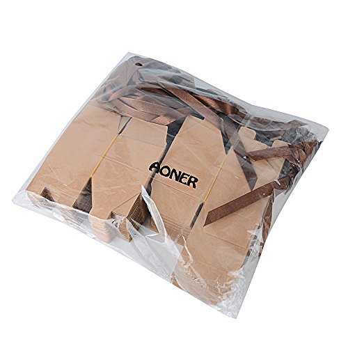 AONER 100 x Cajas de Caramelo Dulce Bombones para Bautizo Boda 5 * 5 * 5cm Regalos Recuerdos para Invitados de Fiesta (Marrón)