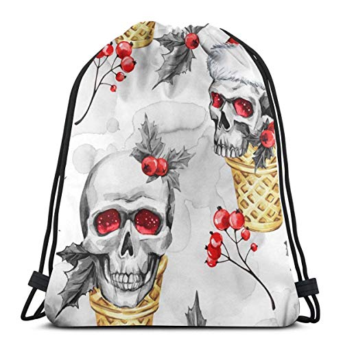 AOOEDM Conos de gofres con calaveras incompletas Bolsas a granel con cordón Mochila Bolsa Deporte Gimnasio Mochila para hombres y mujeres Viajes al aire libre Personalizados