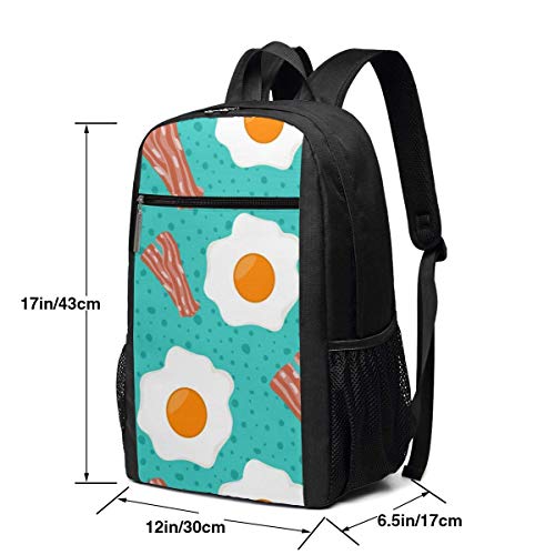 AOOEDM Huevos escalfados y Tocino de 17 Pulgadas Mochila para computadora portátil Mochila básica para computadora para Mujeres y Hombres