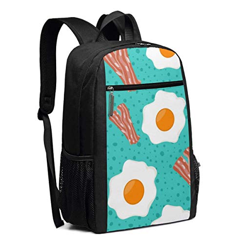 AOOEDM Huevos escalfados y Tocino de 17 Pulgadas Mochila para computadora portátil Mochila básica para computadora para Mujeres y Hombres