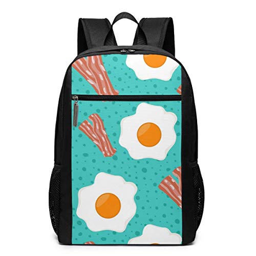 AOOEDM Huevos escalfados y Tocino de 17 Pulgadas Mochila para computadora portátil Mochila básica para computadora para Mujeres y Hombres