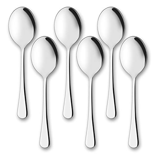 AOOSY Juego de cucharas de servir 6 PCS Cucharas de acero inoxidable Cenas de cena 10 pulgadas Buffet Banquete Cubiertos Cocina Restaurante Fundamentos Cuchillo de plata para servir utensilios