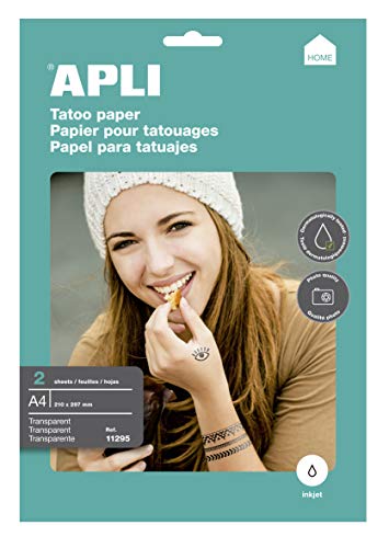 APLI Papel para imprimir Tatuajes A4 2hojas Inkjet