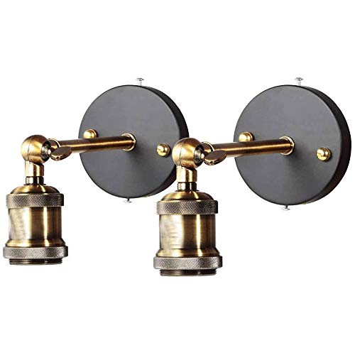 Apliques de pared vintage industrial Cobre El Cabeza Luces de pared Ajustable E27 Socket para la casa, bar, restaurantes, cafetería, club Decoración (110-230V, bombillas no incluidas)