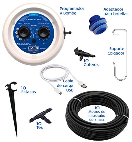 Aqua Control C4067 Kit Autónomo Programable, con Programador, Bomba y Accesorios para un Riego Automático y sin Grifo, Gris