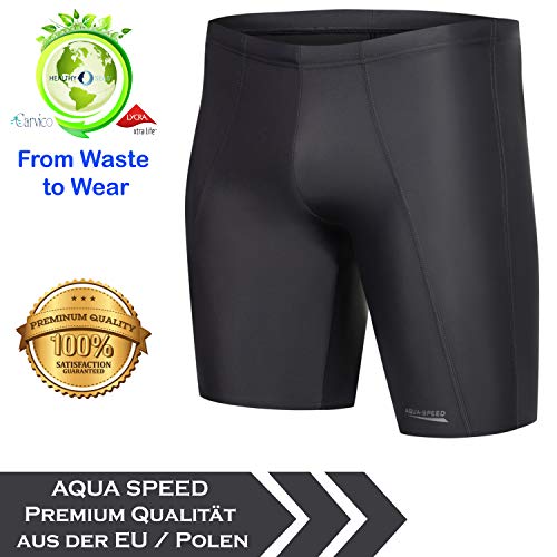 Aqua Speed Baúl de baño Hombres | Baúl de baño Ajustado hasta la Rodilla con protección UV | Sport Jammer para Hombres I Bañador para Hombres I Bañador con cordón I Largo, Talla L, Titanio