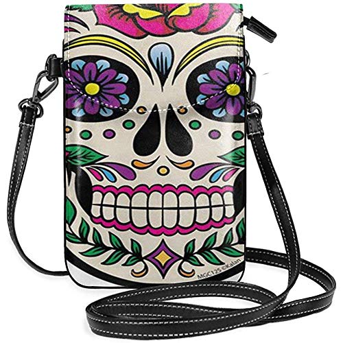 Archiba Monedero del teléfono Calavera de azúcar Blanca Bolso Cruzado pequeño Personalizado Bolso Bandolera para teléfono Celular Mini para Mujer