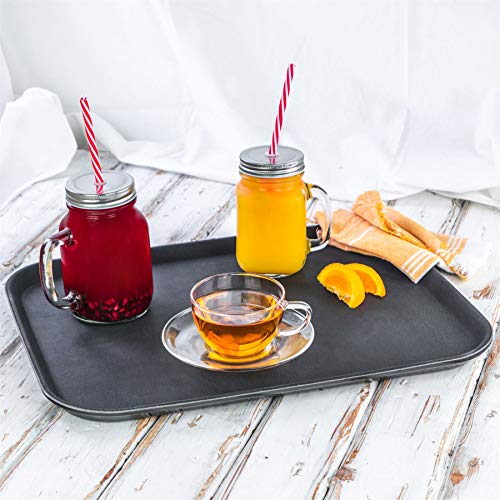 Argon Tableware Juego de Tazas para café o té y platillos Transparentes - Cristal - 260 ml - Pack de 6