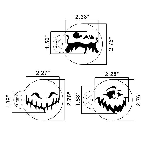 Art Kitchenware - Juego de 6 plantillas para decoración de tartas, diseño de cara de fantasma de Halloween