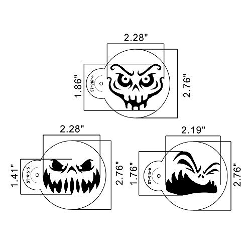 Art Kitchenware - Juego de 6 plantillas para decoración de tartas, diseño de cara de fantasma de Halloween