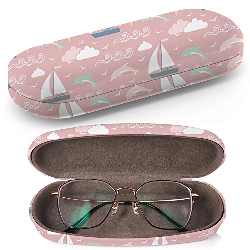 Art-Strap Caja protectora de gafas con funda rígida + paño de limpieza, se adapta a la mayoría de gafas y gafas de sol (diseño de delfines de cadera)