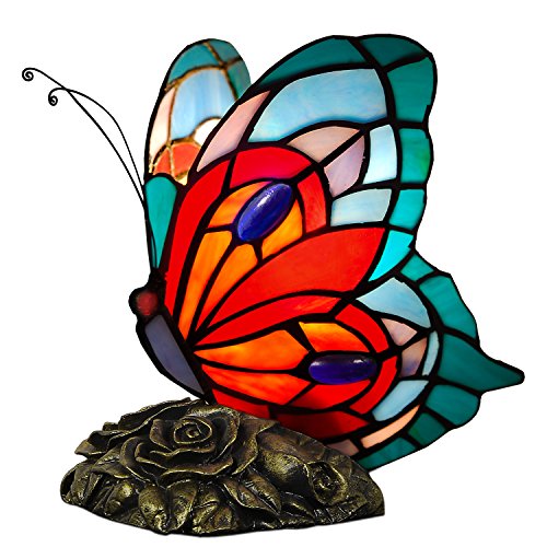 Arte dal Mondo Farfalla Mariposa Lámpara de Mesa de Noche E14, 25 W, Multicolor, 21x15x21 cm