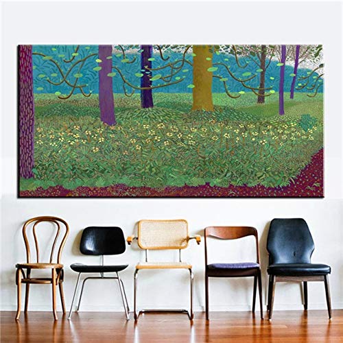 Arte de pared moderno lienzo pintura David Hockney bosque abstracto paisaje folwers árboles paisaje impreso cartel sala de estar dormitorio oficina decoración del hogar