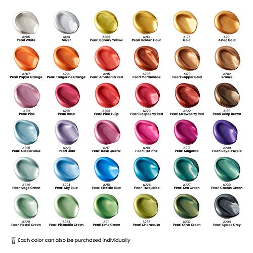 Arteza Pintura acrílica metálica | 36 colores | 36 tubos de 22 ml | Pinturas acrílicas para lienzos | Acrílicos resistentes no tóxicos | Tubos de pintura acrílica para artistas, principiantes y niños