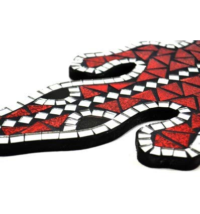 Artisanal Gecko margouillat Salamandre Pared 60 cm mosaicos de Vidrio Rojo