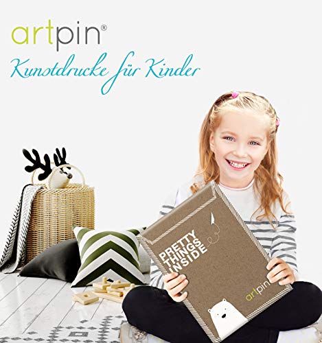 artpin® - Juego de 4 imágenes para habitación de niños, decoración para niños y niñas, DIN A4, póster, diseño de animales de la jungla