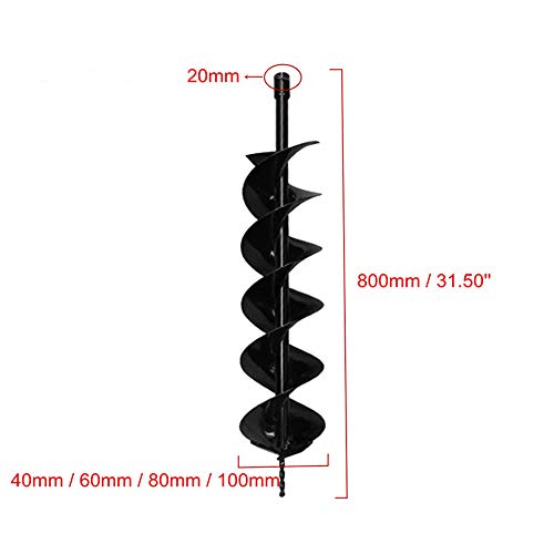 Asdomo 40/60/80/100 mm Taladro de tierra de doble hoja broca de barrena para tierra de gasolina Post agujero excavadora