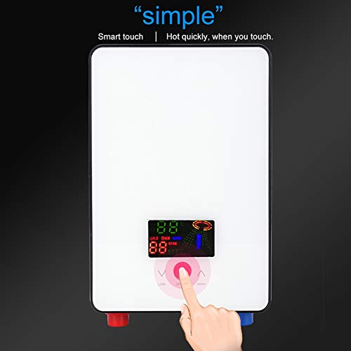 ASHATA Calentador de Agua sin Tanque, 220 V 6500 W Calentador de Agua instantáneo eléctrico con Pantalla LCD retroiluminada Se suministra con Manguera de desagüe para Ducha Baño Cocina