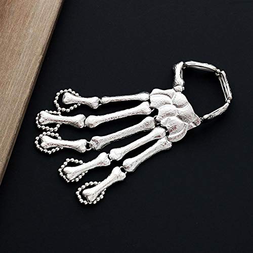 ASIG   Pulseras de Dedo de Calavera para Mujer, Pulseras de Mano con Hueso de Esqueleto, brazaletes, Pulsera para Fiesta, decoración de Halloween, Dorado