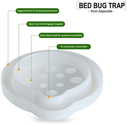 ASPECTEK Trampa para Chinches, Interceptor de Insectos (Paquete de 4). Trampas para Pulgas,Seguro Amigable con el Medio Ambiente