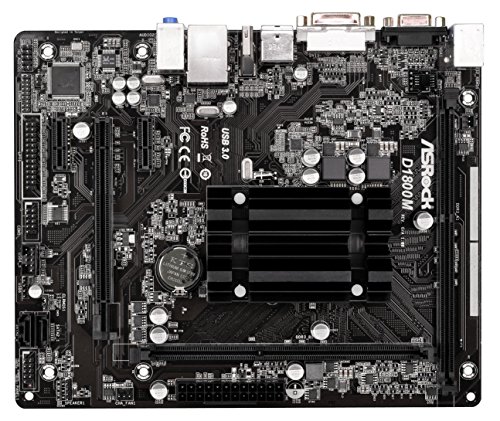 ASRock D1800M - MicroATX Placa Base, CPU Integrada Procesador, Intel Dual-Core J1800, Máx. 16GB, 2x SO-DIMM DDR3/DDR3L, negro