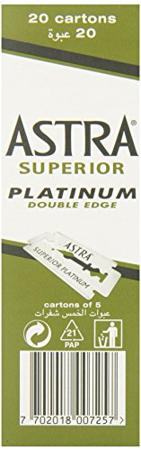 Astra Platinum Hojas de afeitar de doble filo (inoxidable), 20 cajas de 5 hojas