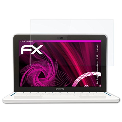 atFoliX Lámina Protectora de plástico Cristal Compatible con Google Chromebook 11 HP, 11.6 Inch Película Vidrio, 9H Hybrid-Glass FX Protector Pantalla Vidrio Templado de plástico