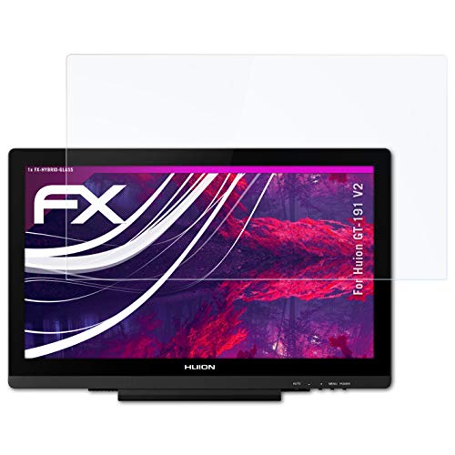 atFoliX Lámina Protectora de plástico Cristal para Huion GT-191 V2 Película Vidrio, 9H Hybrid-Glass FX Protector Pantalla Vidrio Templado de plástico