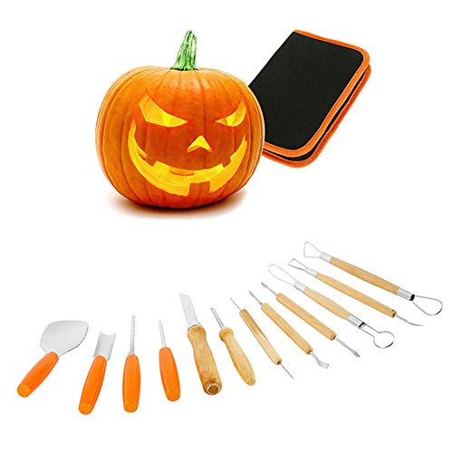 ATopoler - Juego de calabaza para Halloween, juego de calabaza de acero inoxidable resistente, herramientas de corte de calabaza, suministros para decoración de Halloween para niños y adultos (13PCS)