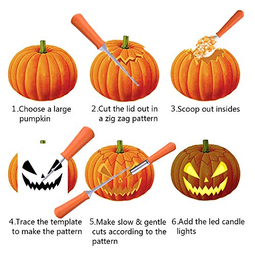 ATopoler - Juego de calabaza para Halloween, juego de calabaza de acero inoxidable resistente, herramientas de corte de calabaza, suministros para decoración de Halloween para niños y adultos (13PCS)